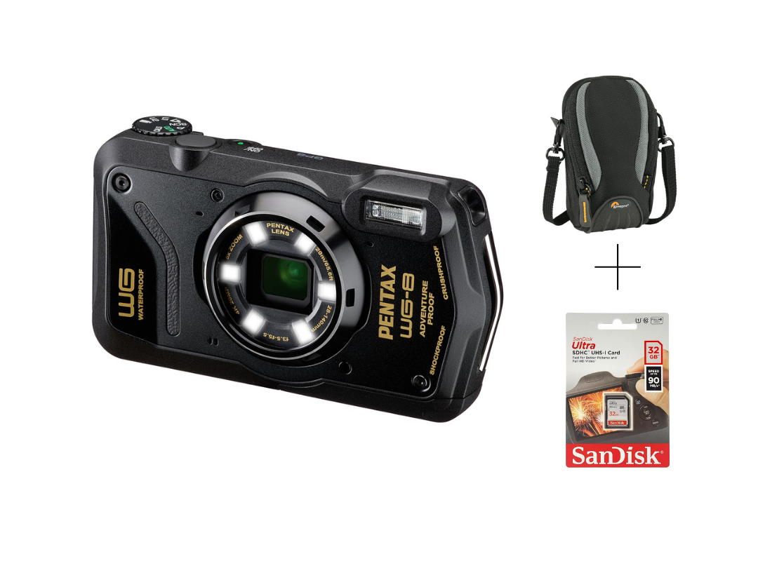 Pentax WG-8 Waterproof Digital Camera, 20 MP, 5X Zoom, 4K Video Pentax WG-8 Waterproof Digital Camera, 20 MP, 5X Zoom, 4K Video